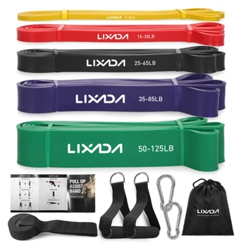 Lixada 5 Pull Pull Up Assist Bands Set Resistance Loop Bands Powerlifting Workout Hoʻomaʻamaʻa Hoʻomaʻamaʻa Paipai me ka Puka Anchor Foam