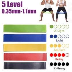 5 Kolore Yoga Erresistentzia Gomazko Bandak Barruko Kanpoko Fitness Ekipamendua 0,35 mm-1,1 mm Pilates Kirol Entrenamendu Entrenamendu Banda elastikoak