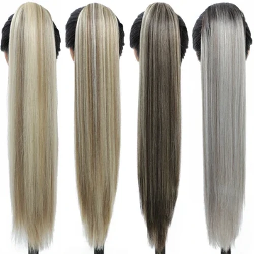 Extension queue de cheval synthétique lisse et longue, cheveux naturels, postiche à enrouler avec Clip, queue de poney bouclée pour femme, faux postiche