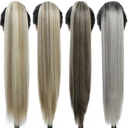 Extensión de cola de caballo de pelo largo y liso sintético para mujer, postizo falso con Clip envolvente, cola de caballo rizada
