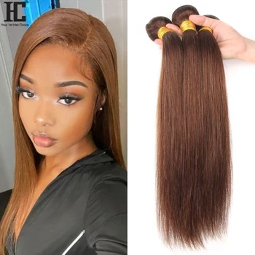 #4 Coklat Muda Lurus Rambut Manusia Bundel 8-40 Inch Murah Rambut Manusia Ekstensi Kanggo Wanita Ireng 1 / 3 / 4 Bundel Grosir