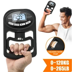 Měřič síly úchopu 265 lbs/120 kg Digitální ruční dynamometr Měřič síly úchopu USB LCD obrazovka Rukojeť pro silový trénink Sport