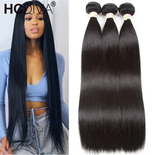 Brazilian Straight na Buhok na Bundle 1/3 Piraso Straight Human Hair Bundle 10A 10-32 Inch Remy Human Hair Extension Para sa Itim na Babae