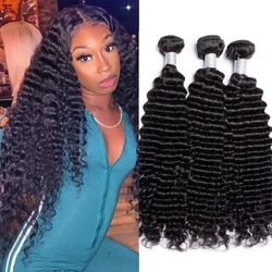 Deep Wave Hair Snopi Deep Curly Hair 1/3/4 Snopi v prodaji Snopi brazilskih človeških las Naravni črni lasje Weave Extensions