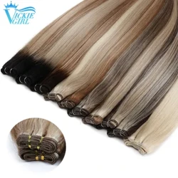 Rakt människohår Inslagsbuntar Ombre Blond Human Hair Extensions 100g/st 16"-28" Rak Remy Skin Double Weft