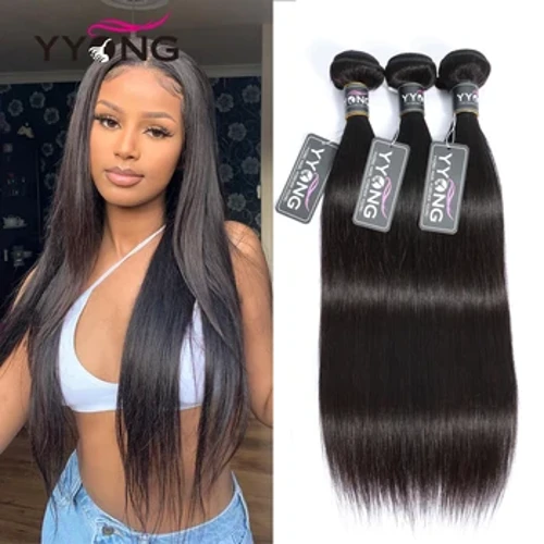 Yyong brazilski ravni snopi človeških las 3/4 snopi človeških las Weave 8-26 palcev Bone Straight Remy lasni podaljški