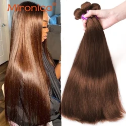 Fasci di capelli umani lisci color cioccolato Deal 1/3/4 fasci di tessuto brasiliano per capelli lisci castani osso capelli umani Remy
