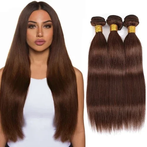 Fasci castani Capelli umani Fasci lisci castano chiaro #4 Fasci Capelli umani lisci brasiliani Capelli umani brasiliani non trattati