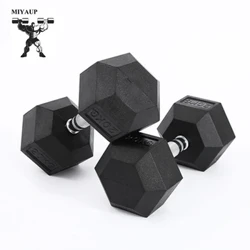 Dumbbells Haearn Bwrw Hecsagonol Dynion MIYAUP wedi'u gorchuddio â rwber ar gyfer Gweithwyr Campfa A Stiwdios Ffitrwydd Proffesiynol