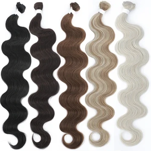 Faarweg Body Wave Hoer Bundles 613 Piano Blond Natural synthetesch Hoer Extensions Ombre Décke Ponytail Los Déif Hoer Weben
