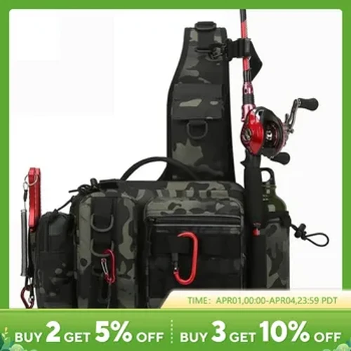 Equipamento de pesca mochila caixa de isca saco de armazenamento de engrenagem fanny pacote para homens mochila de pesca com haste titular estilingue bolsa de ombro
