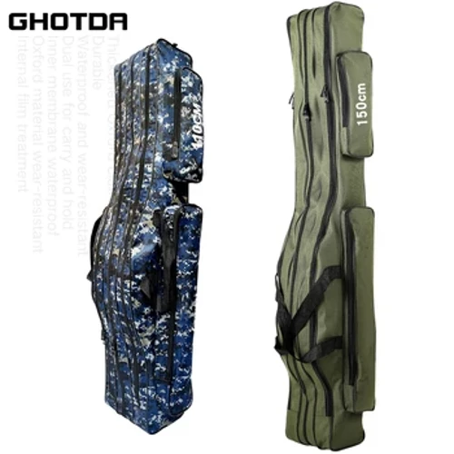 110/ 120 / 130 / 150cm Fishing Bag Oxford Cloth Folding Fishing Rod Reel Bag Kagamitang Pangingisda Mga Storage Bag Mga Travel Carry Case