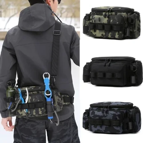 Fiskeredskap Väskor Midja Fanny Pack Fiskedrag Line Box Verktygsförvaring Tillbehör Utomhuscamping Axelväska Crossbody
