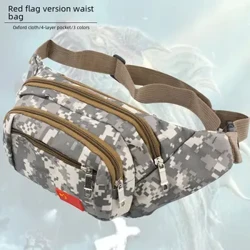 Red Flag Version Angelköder-Hüfttasche, 4 Taschen, Camouflage, Oxford-Stoff, Outdoor-Tragetasche für Angelzubehör