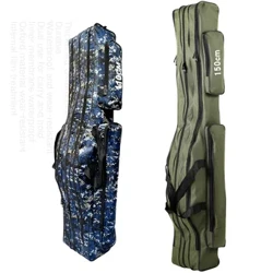 Portativ qarmoq sumkasi tashuvchi baliq ovlash ustuni asboblarini saqlash sumkasi 2/3 qatlamli katta sig'imli yig'ma baliq ovlash sumkasi 110/120/130/150cm
