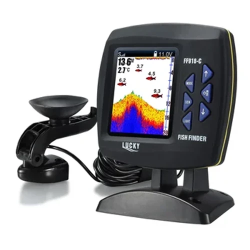LUCKY Wired Fishing Finder 180m / 590ft Depth Sounder Fish Detector F918-C180S Οθόνη LCD Locator Boat Fishfinder from a boat