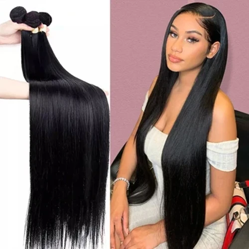 Fasci di capelli umani lisci 12A Fasci di capelli grezzi da 30 pollici Fasci naturali lunghi e spessi Estensioni del tessuto brasiliano dei capelli economici 100g