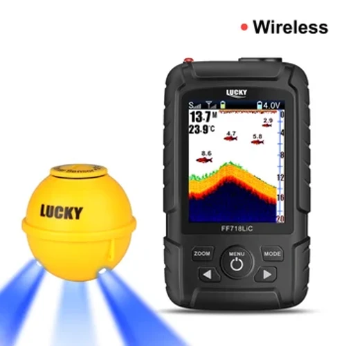 Lucky FF718LiC-WLA Aimsitheoir Iasc Iniompartha Gan Sreang 45M/147Feet Sonar Doimhneacht Uiscedhíonach Aimsitheoir Éisc Lampa Tarraingteach