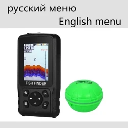 Engelsk/russisk 200 meter fargerik trådløs fiskefinner prikk matrise ekkoloddsensor transduser dybde ekko lydoppladet batteri