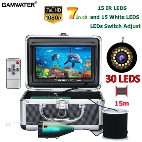 GAMWATER 7" Ceamara Iascaire Faoi Uisce AHD 1080P Ceamara Iascaireachta Geimhridh Aimsitheoir Éisc 15M/30M Uiscedhíonach Le haghaidh Iascaireacht Oighir/Farraige/Abhann