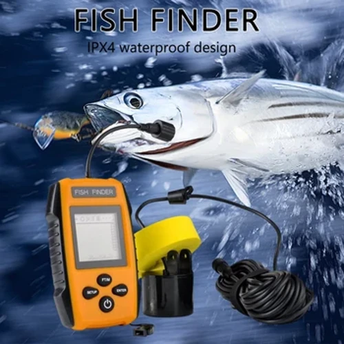 I-100M Underwater Echo Sounder 45 Degrees Handheld Fish Finder IPX4 Isibonisi se-LCD esingangeni manzi se-Lake Sea Fishing