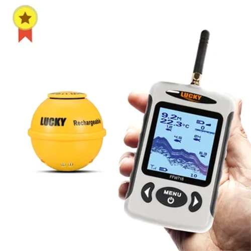 Lwcus FFW718& FFW718LA Canfyddwr Pysgod Cludadwy Di-wifr 45M/135FT Sain Larwm Dyfnder Sonar Larwm Ocean River Lake
