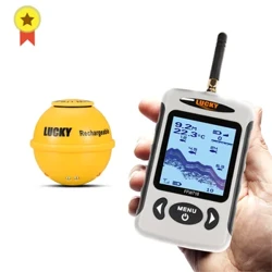 Lwcus FFW718& FFW718LA Canfyddwr Pysgod Cludadwy Di-wifr 45M/135FT Sain Larwm Dyfnder Sonar Larwm Ocean River Lake