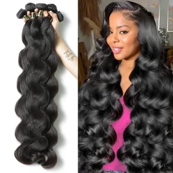 Addictive 30 40 44 tuuman Body Wave -hiuskimput Remy Hair Water Wavy Kimput Kudotut Doule Drawn Tukkumyynti Natural Tissage