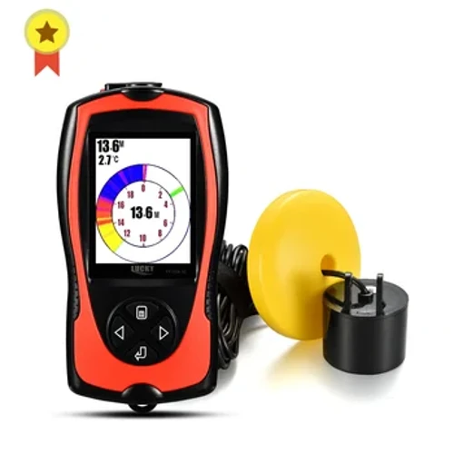 Lwcus FF1108-1CT Wired Darganfyddwr pysgod lliw diffiniad uchel Dyfnder 100M atsain offer pysgota