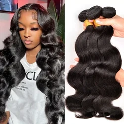 ʻO Brazilian Body Wave Hair Bundles Me ka Lace Closure Soft Peruvian Hair Extension lauoho loloa kala maoli no nā wahine ʻeleʻele.