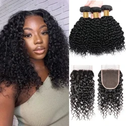 I-12A I-Malaysian Water Wave Bundles Evalekile Izinqwaba Ezi-3 Ezivaliwe Ezingacutshunguliwe I-Virgin Short Curl Tissage Bouclé Cheveux Humain