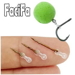 12 Stück Metallköderspieß Karpfenangelzubehör Köderstachel Boilies Pin mit durchsichtigem Gummimais Ronnie Hair Rig Karpfenfuttergerät