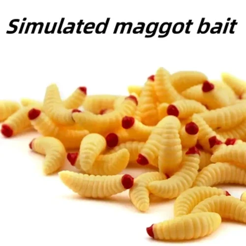 Bộ 50 Mồi Câu Cá Sâu Ấu Trùng Nổi Mồi Mềm Silica gel Mồi Nhân Tạo Jigging Wobblers Bass Cá Chép Pesca Câu Dụ