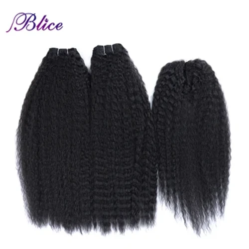 Blice syntheteschen Hoer Bundles Mat Zoumaache 2 Stéck Kinky Straight Hoer Weben Mat Zoumaache Fir Fraen 10-30 Zoll