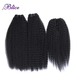 Fasci di capelli sintetici Blice con chiusura 2 pezzi tessitura di capelli lisci crespi con chiusure per donne 10-30 pollici