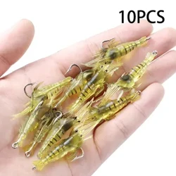 10 adet yumuşak simülasyon karides karides cazibesi kanca Crankbaits olta takımı balıkçılık Lures yapay yem Wobblers Trolling için