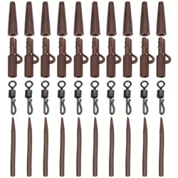 40 st Karpfisketillbehör Blyklämma Snabbbyte Snap Swivel Tail Anti-tangle ärmar Karprigg Grovt fiskeredskap Pesca
