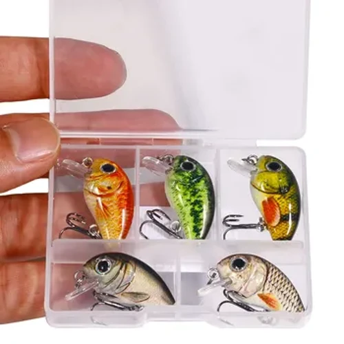 HENGJIA 5-teilig, 1,5 g, 3 cm, Mini-Crankbait-Set, künstliche Wobbler, harter Köder, Barsch, Forelle, Angelköder, Angelzubehör, Pesca, Peche, Truite