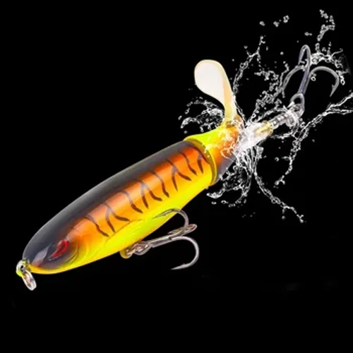 1 Pz 10 cm/14 cm Topwater Richiamo di Pesca Whopper Popper Esca Artificiale Plopper Duro Coda Rotante Morbida Attrezzatura da Pesca Esche da Pesca