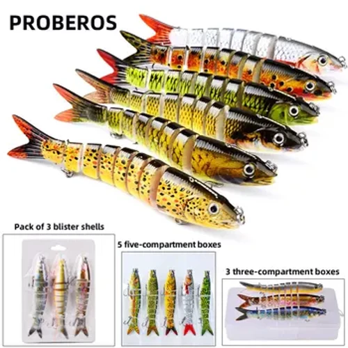 13,28 cm/19 g Wobbler fiskesluk Multiledd 8 segmenter kunstig hardt agn Swimbbait plast fiskeutstyr for bassgjedde