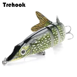 TREHOOK 10 cm/12,5 cm Hecht Wobbler zum Angeln Künstlicher Köder Harter Mehrgelenkiger Swimbait Crankbait Lebensechter Angelköder Angelgerät