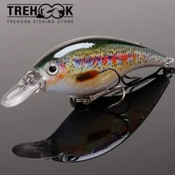 TREHOOK 6cm 10g Черна примамка за риболов на миноу пъстърва Твърд плаващ воблер Crankbait Jerkbait Изкуствена примамка за риболов на бас пъстърва