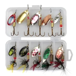 Metall-Löffel-Spinner-Angelköder, 10-teiliges Set, Spoonbait, Crankbaits, Angelwobbler für Hecht, Häkelset, Kunstköder