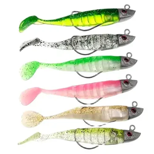 Falsk lokke jigging mykt agn fiskelokk 9/11 cm 15,6/23,3 g DIY Head Jig Fish T Hale Havabbor lokke fiskeutstyr 6 farger