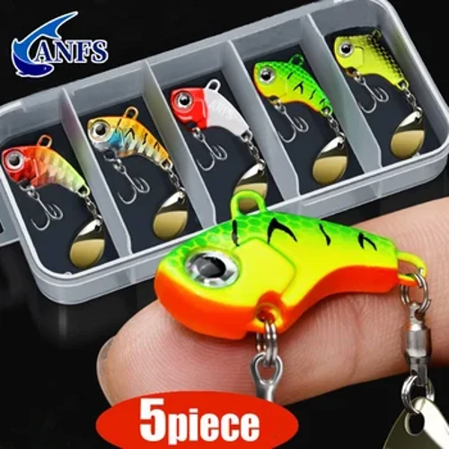 Seti 5 za vifaa vya kuvulia samaki Metal VIB Bait Bandia Kuzama Spinner Kijiko cha Uvuvi Lures Jigs Uvuvi Kukabiliana