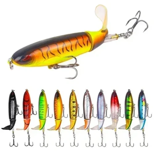 1 stk Toppvannsfiskelokk Whopper Popper Kunstig agn Hard Plopper Myk roterende hale fiskeutstyr Fiskeagn 10cm/14cm