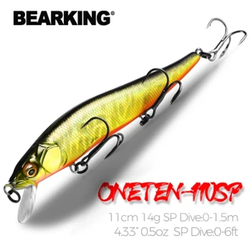 Bearking 11 cm 14 g SP Tauchen 1,5 m professioneller Minnow Wobbler Angelköder Qualitäts-Jerkbaits Kunstköder Raubfisch-Tackles