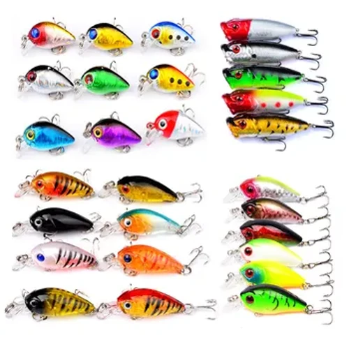 Karışık Renkler Balıkçılık Cazibesi Kiti Minnow Yemler Seti Wobbler Crankbaits Tiz Kancalar Olta takımı Yapay Plastik Sert Yem Kiti