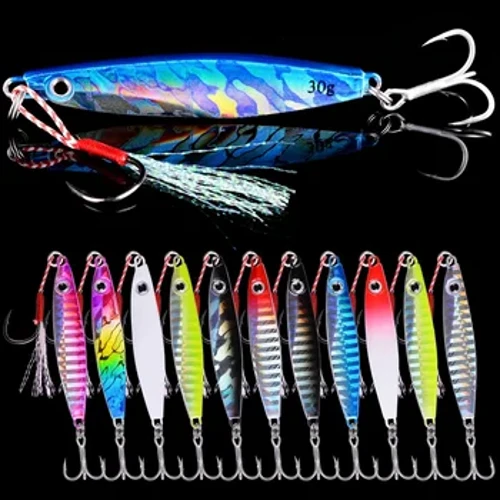 Aorace 12 pcs Sendok Logam Jig Memancing Ikan Mas Umpan 7g 12g 17g 22g 30g 40g Crankbait Jig Sendok Wobbler Umpan Memancing Laut Umpan Pesca