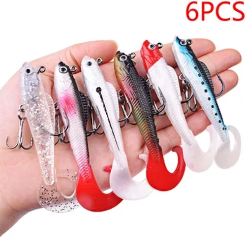 6PCS Bläi Jig Wobblers Kënschtlech Köder Fëscherei Soft Silikon Köder Fir Sea Bass Läffel Pike Carp Fëscherei Lures Swimbait